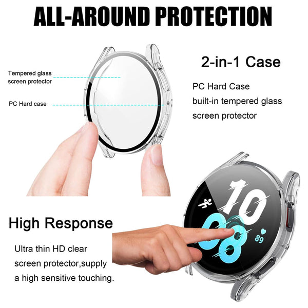 Samsung Galaxy Watch 5 44mm Case with Glass Screen Protector by SwiftShield (2 Pack - Clear)