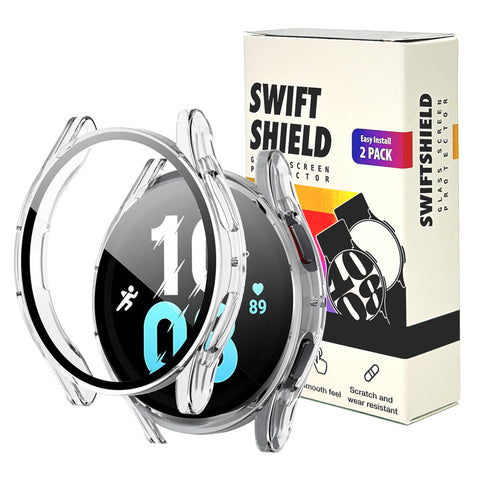 Samsung Galaxy Watch 5 44mm Case with Glass Screen Protector by SwiftShield (2 Pack - Clear)