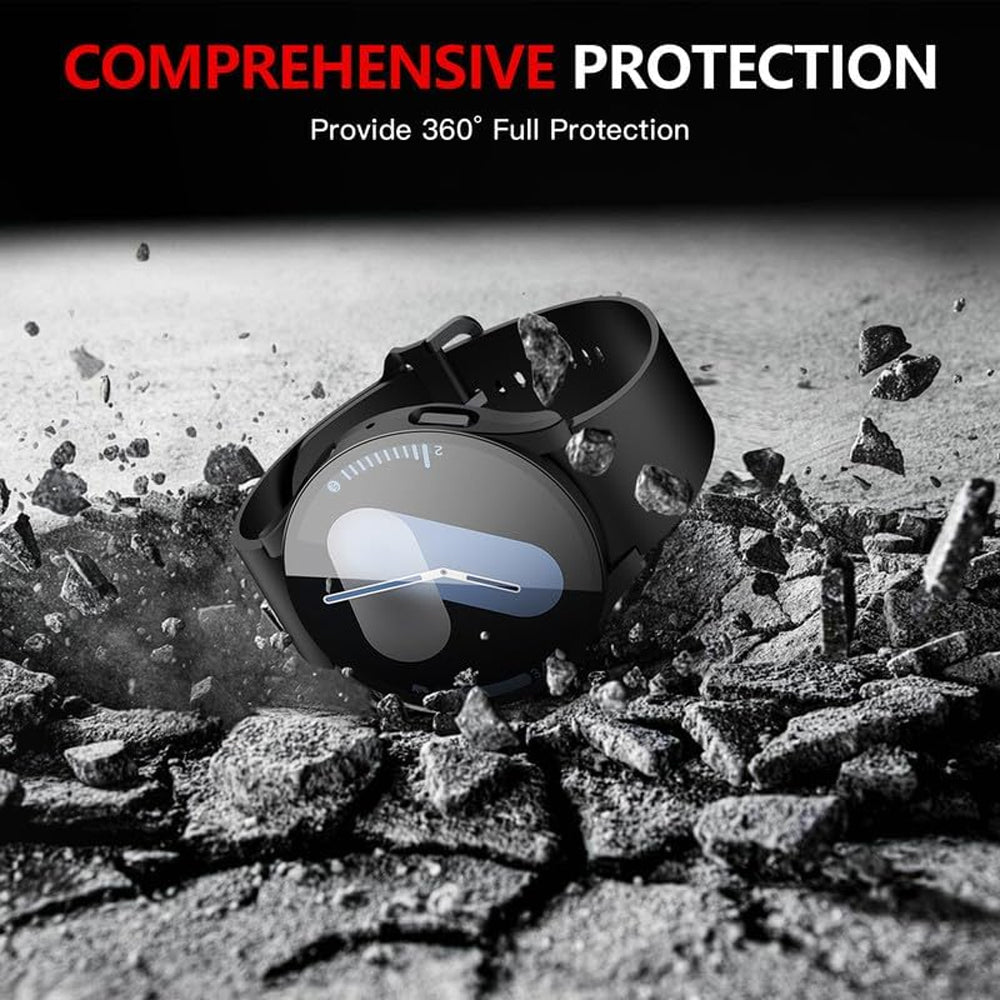 Samsung Galaxy Watch 7 44mm Case with Glass Screen Protector by SwiftShield (2 Pack - Black)