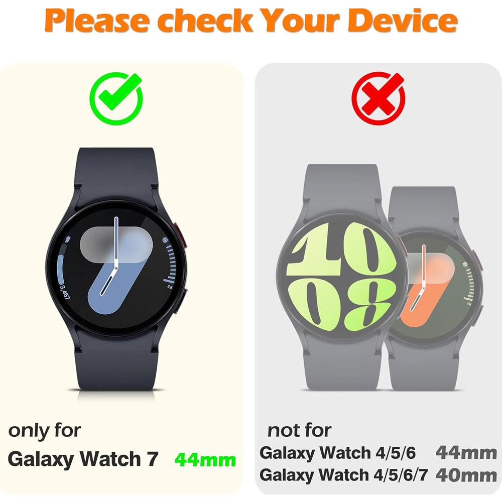 Samsung Galaxy Watch 7 44mm Case with Glass Screen Protector by SwiftShield (2 Pack - Clear)