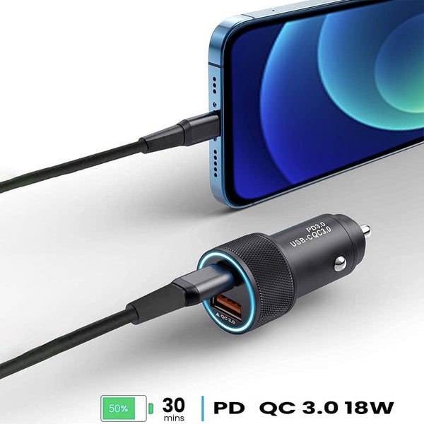 iPhone 15 Fast Car Charger USB-C 18W with USB-C cable