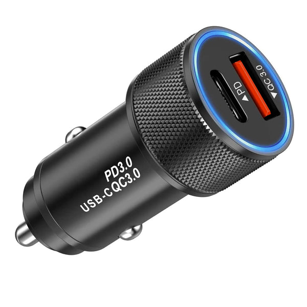 Dual 18W Fast Car Charger with USB-C to USB-C Cable