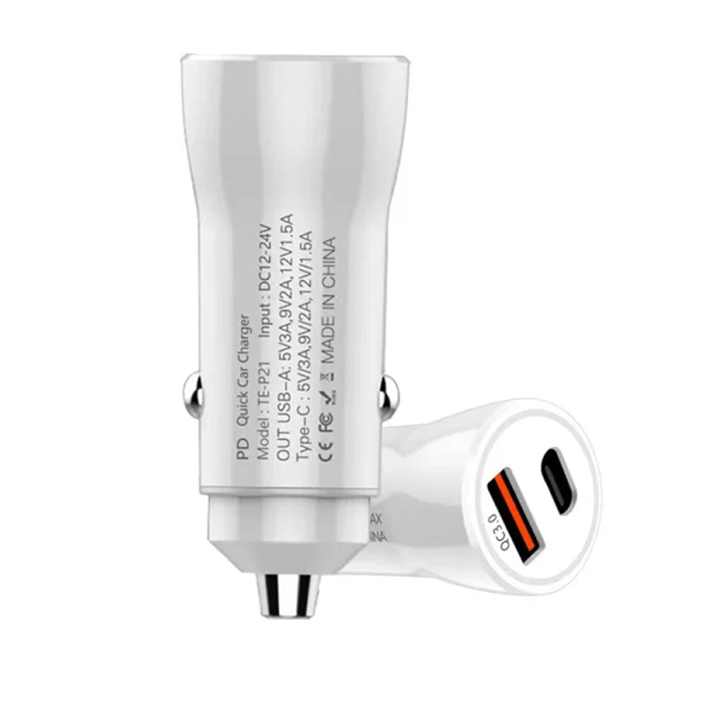 Dual 20W Fast Car Charger with USB-C to USB-C cable