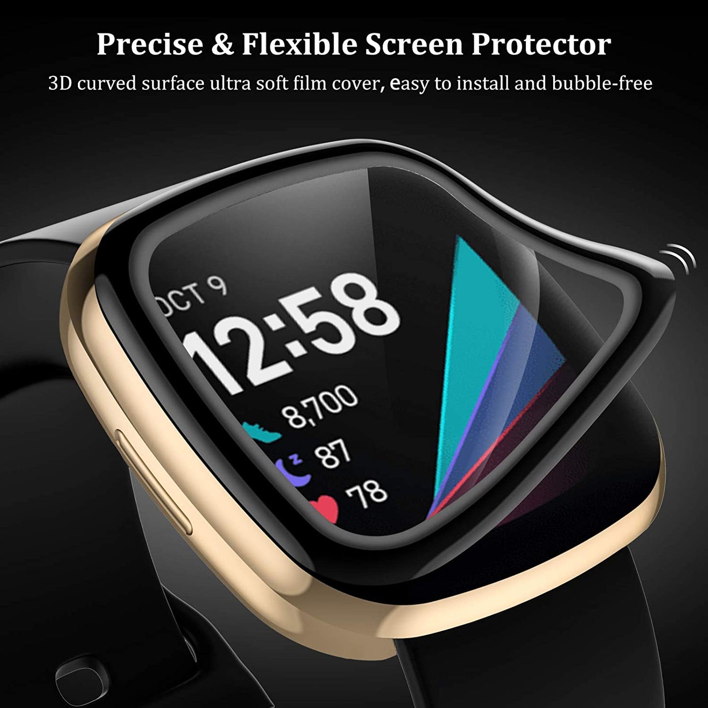 TPU Screen Protector for Fitbit Versa 3 / Sense - Black