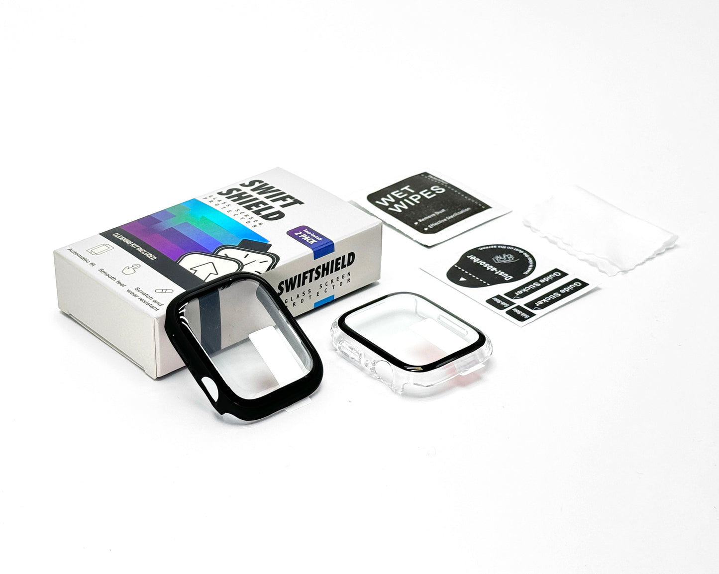 Apple Watch 40mm Case with Glass Screen Protector by SwiftShield (2 Pack - Clear)