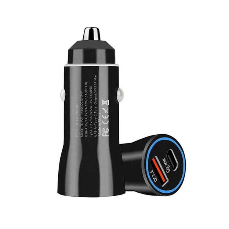 Dual 20W Fast Car Charger with USB-C to USB-C cable