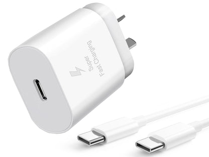 25W Superfast Compatible Wall Charger with USB-C to USB-C cable