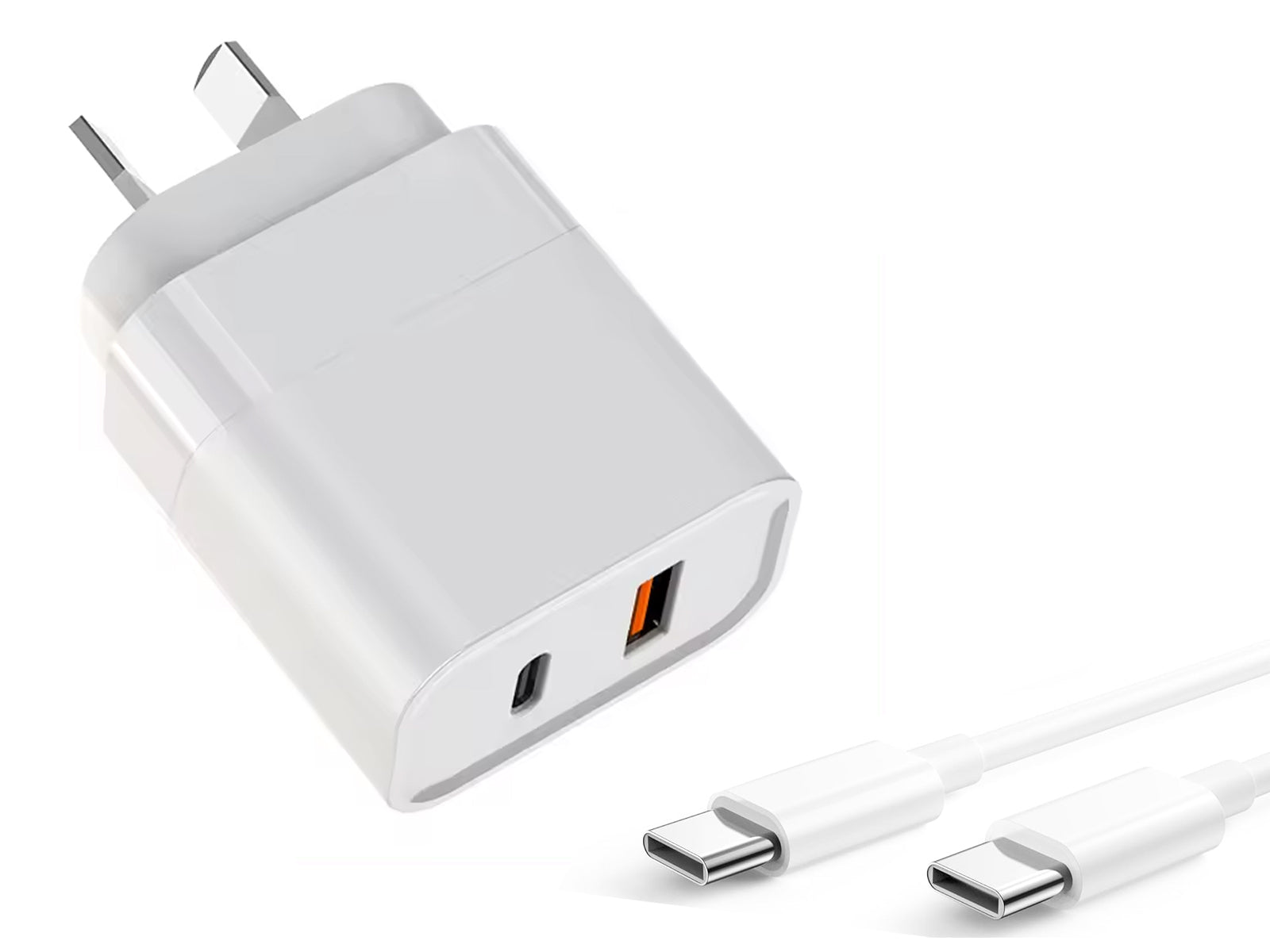 30W Superfast compatible Dual Wall Charger with USB-C to USB-C Cable