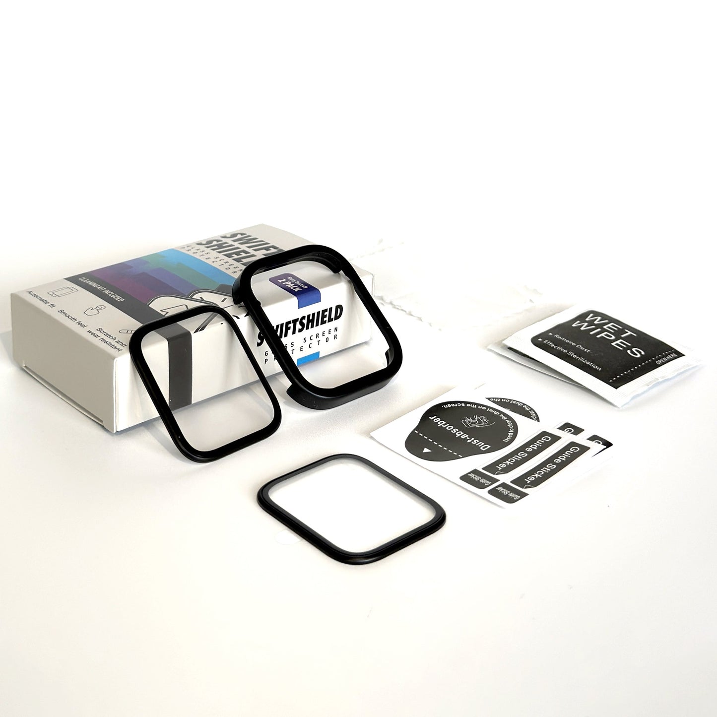 Apple Watch SE Series 3 40mm Glass Screen Protector Alignment Kit by SwiftShield (2 Pack - Black)