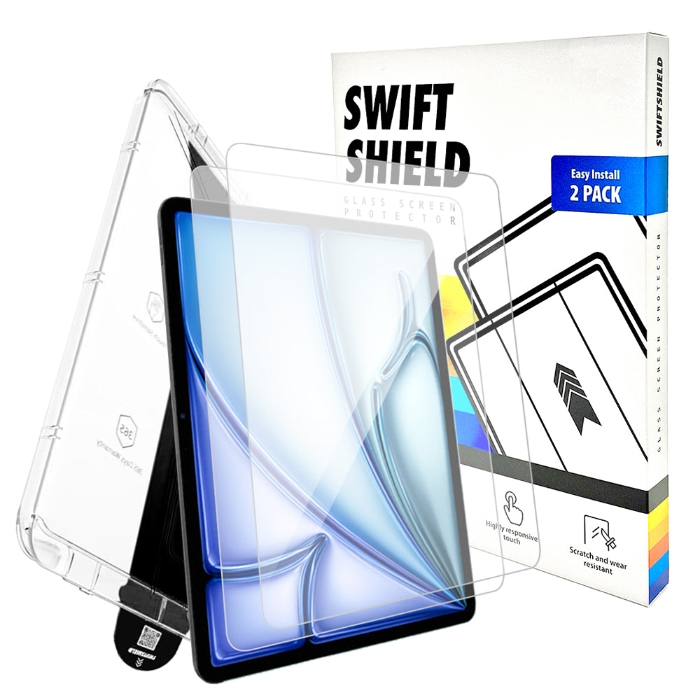 iPad Air 11" M2 Tempered Glass Screen Protector [2-Pack] with Easy Alignment Frame – Clear, Premium by SwiftShield