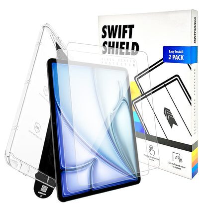 iPad Air 11" M2 Tempered Glass Screen Protector [2-Pack] with Easy Alignment Frame – Clear, Premium by SwiftShield
