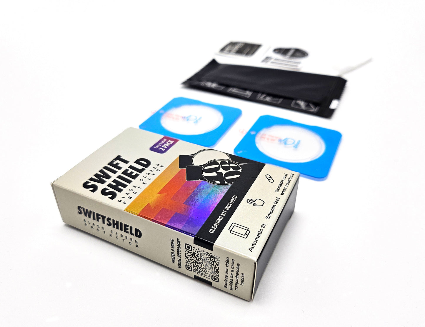 Samsung Galaxy Watch 9 44mm Glass Screen Protector Alignment Kit by SwiftShield (2 Pack - Clear)