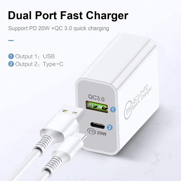 20W Fast Wall Charger with USB-C cable