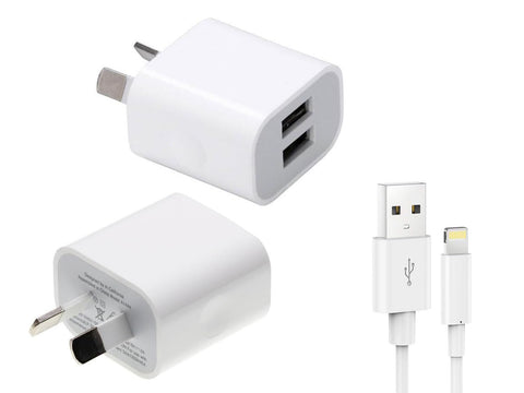 Dual USB port wall charger combo for iPhone