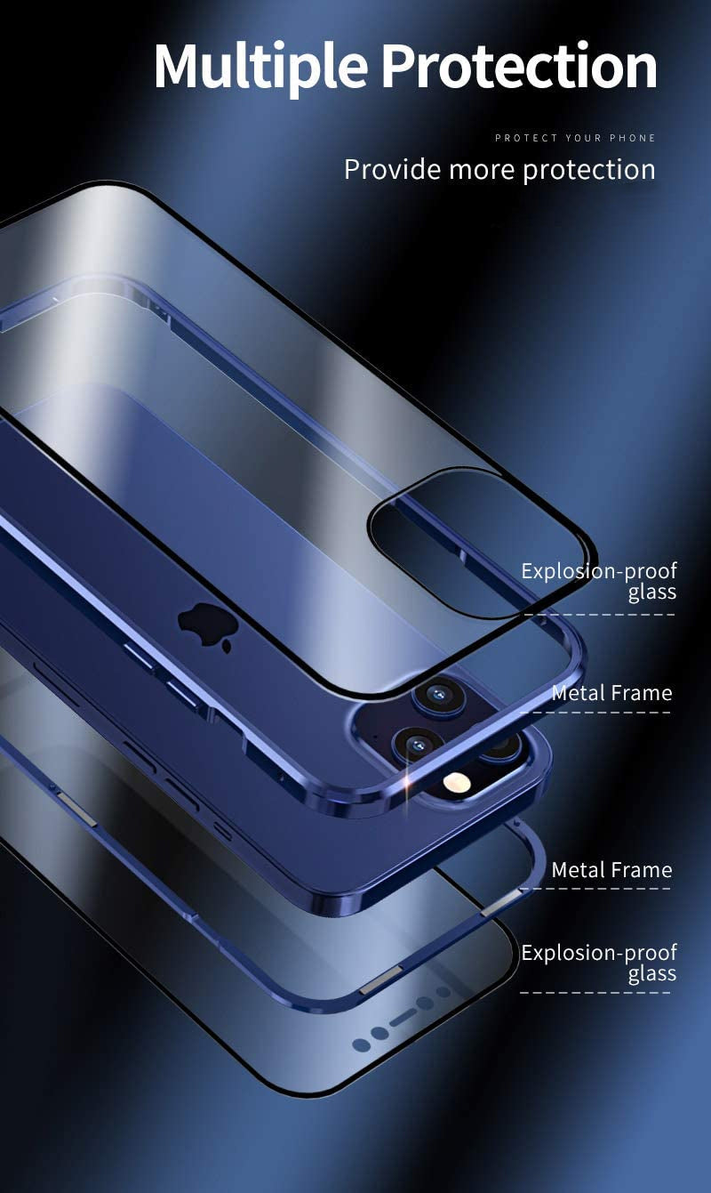 Metal Magnetic Glass Case for iPhone 13