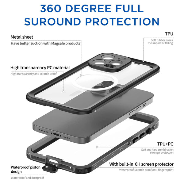 Redpepper Waterproof Magsafe Case for iPhone 14 Pro Max