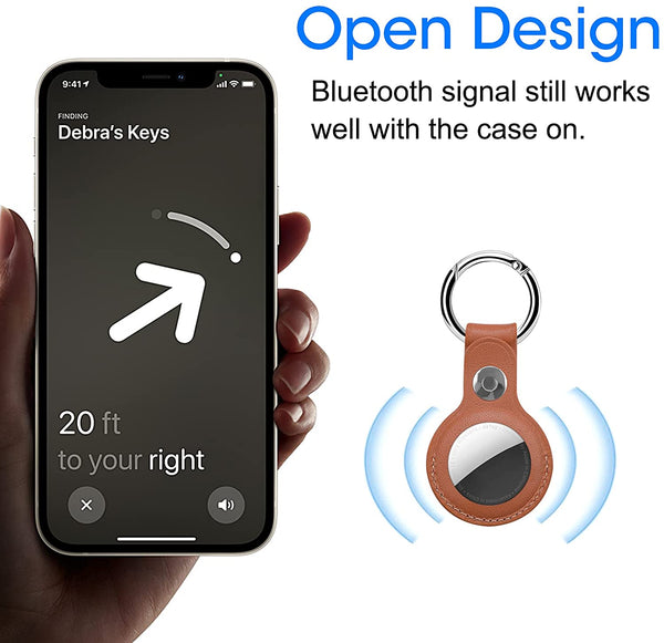 Leather Case for Apple AirTag with Keyring