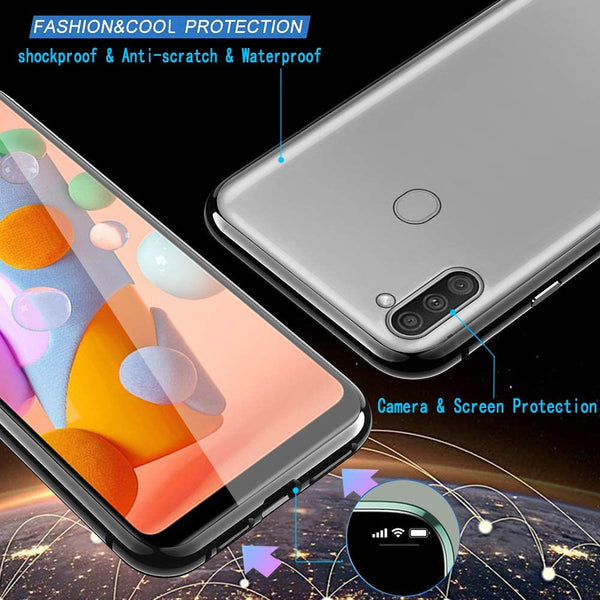 Metal Magnetic Glass Case for Samsung Galaxy A11