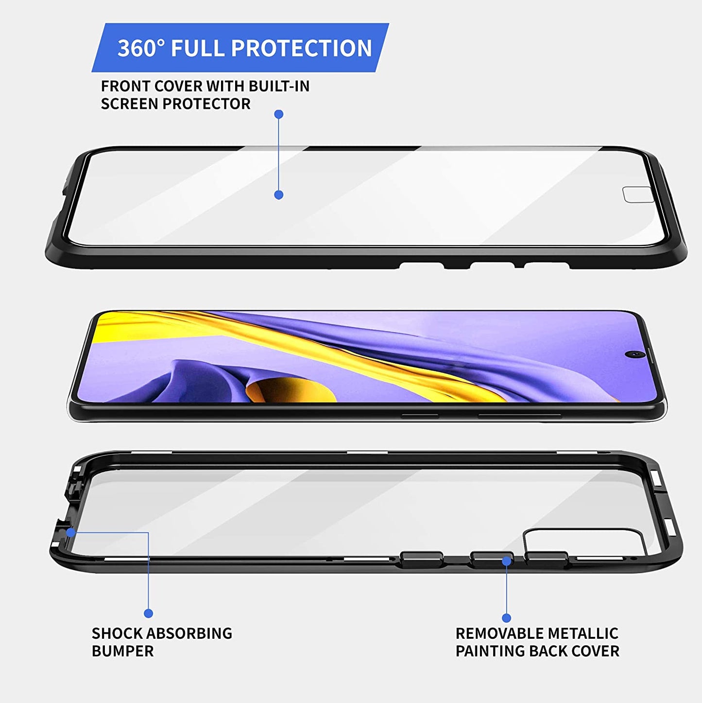 Tough Glass Magnetic Case for Samsung Galaxy A72