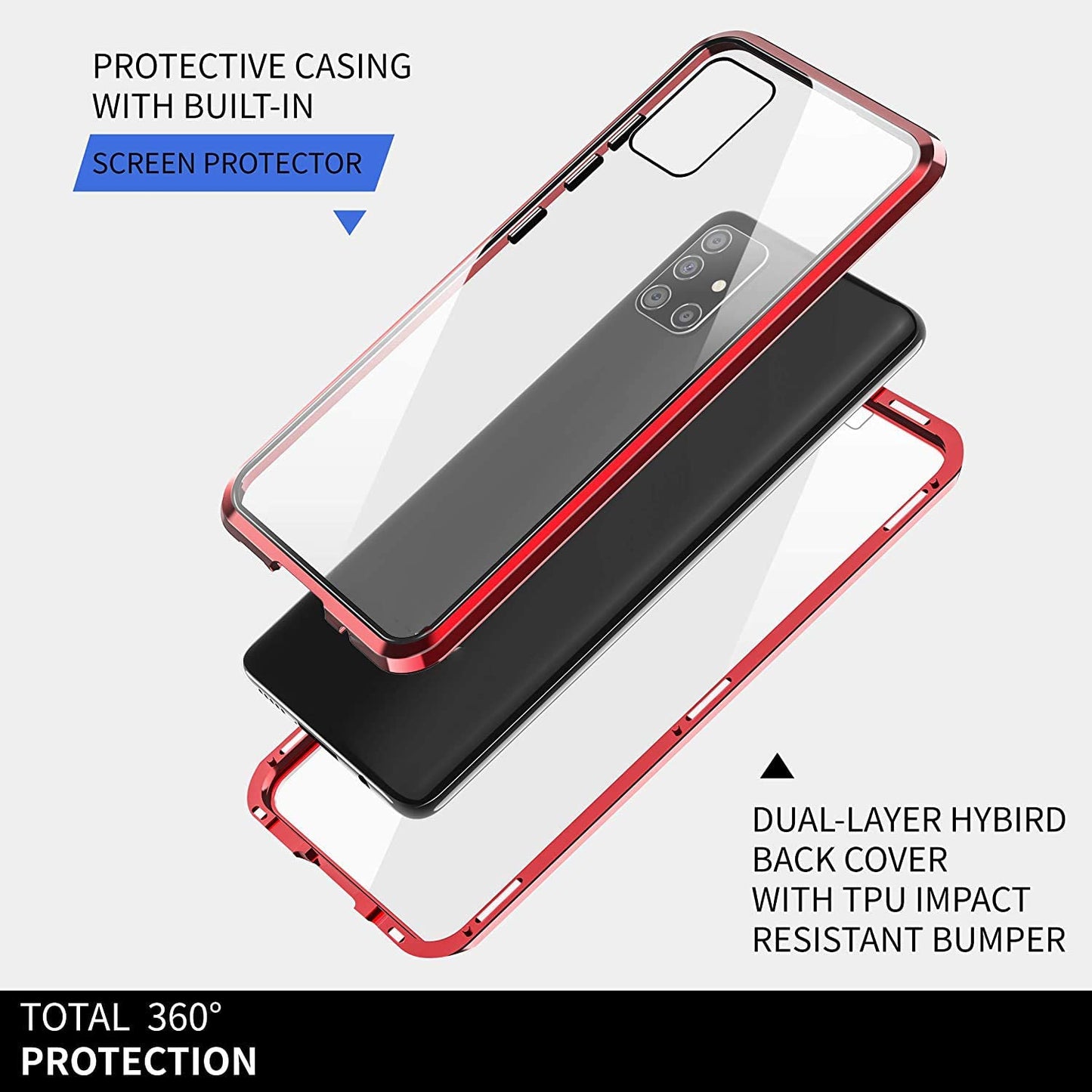 Tough Glass Magnetic Case for Samsung Galaxy A72