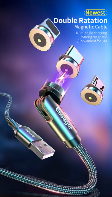 3-in-1 Lightning, USB-C, Micro USB, Rotation Magnetic Fast