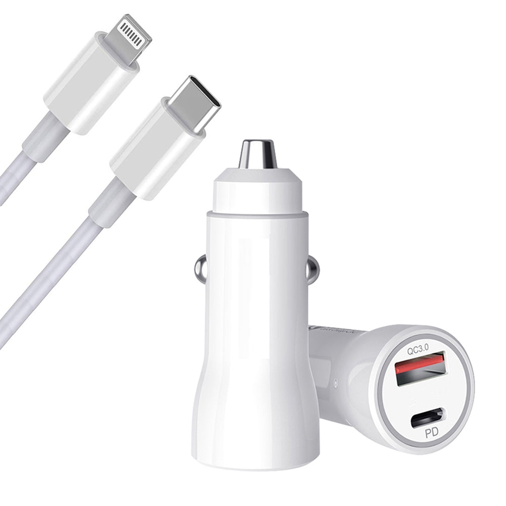 iPhone 14 Fast Car Charger USB-C 20W with Lightning cable