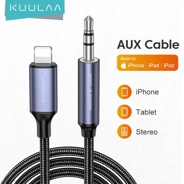 Kuulaa Lightning to Aux Nylon cable 1.5m