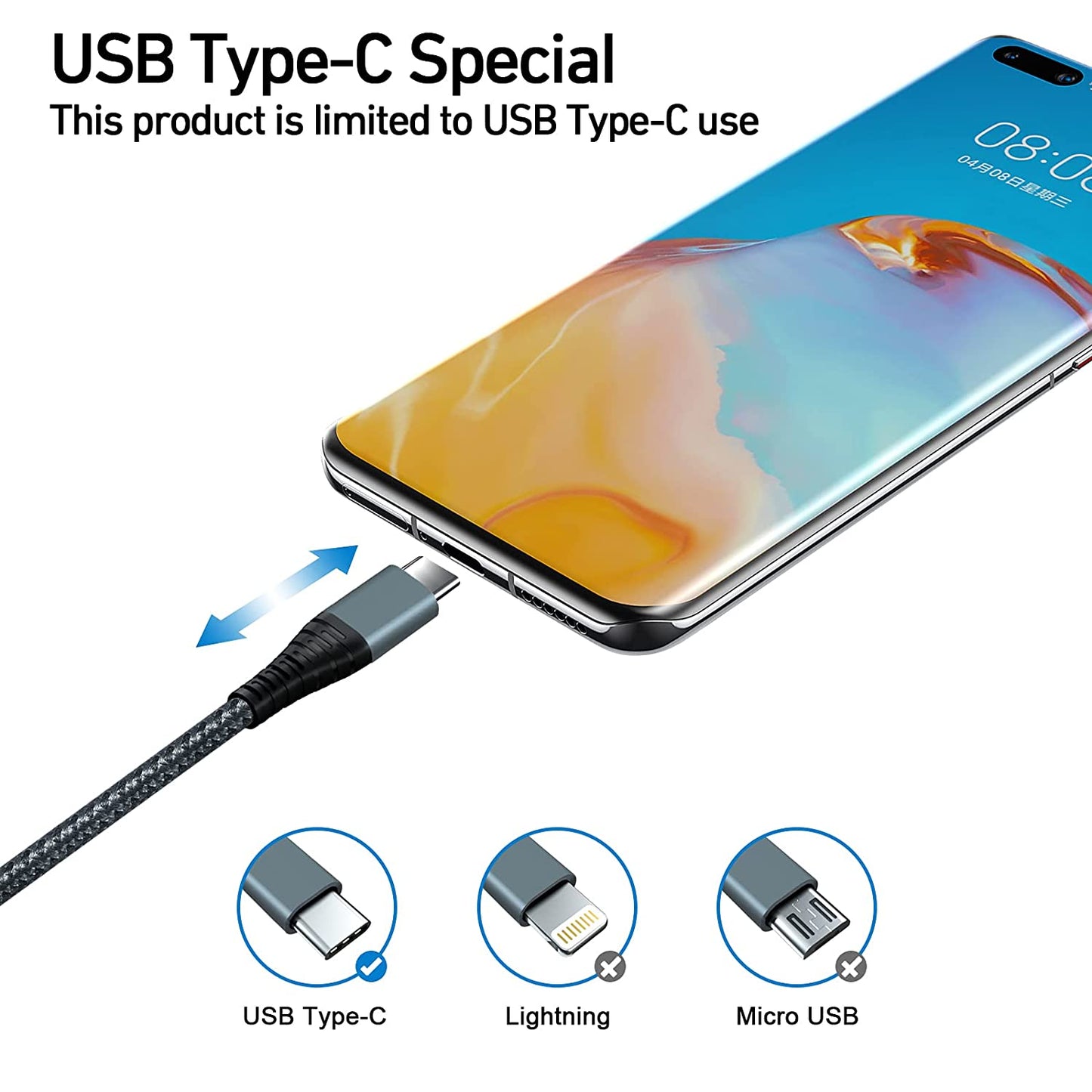 Nylon USB Type C to USB Type C cable wholesale