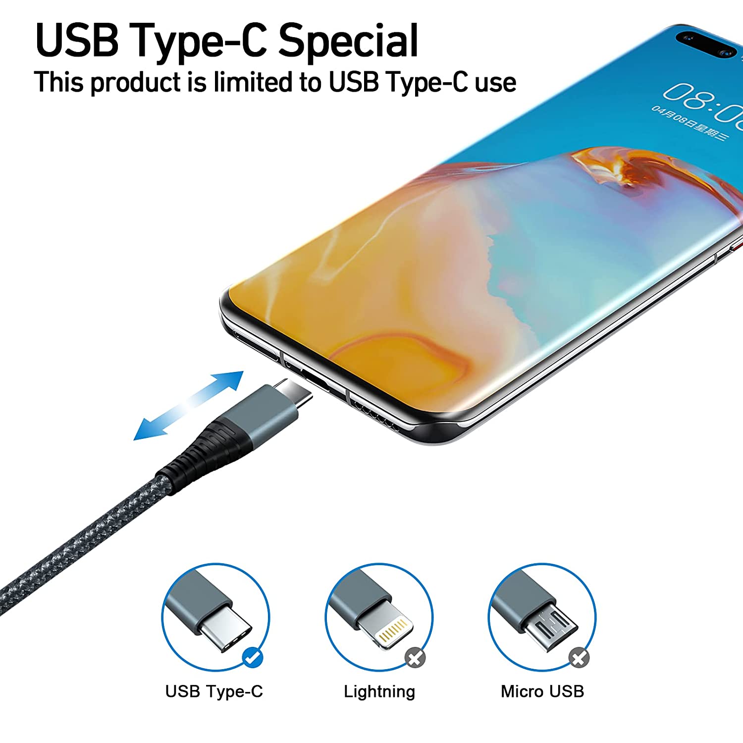 Nylon USB Type C to USB Type C cable wholesale