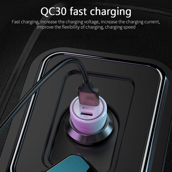 Dual 20W Fast Car Charger with Lightning to Type C cable