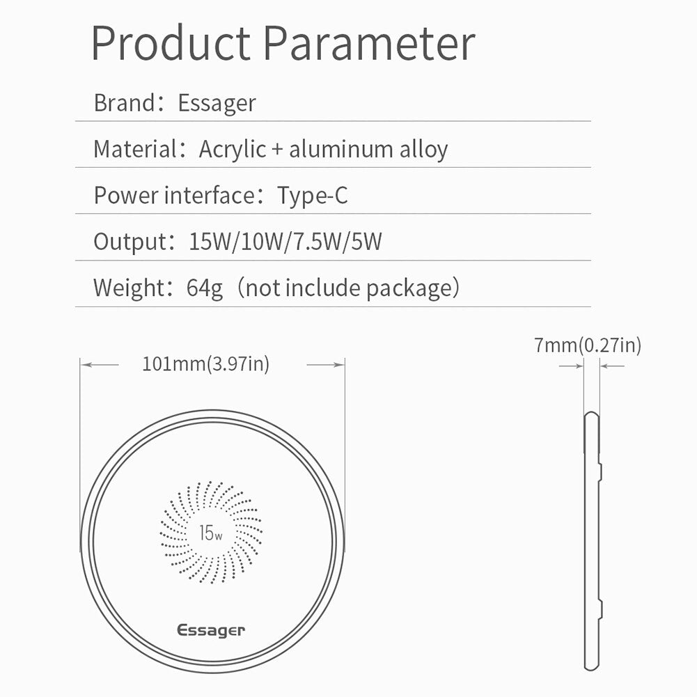 Essager Fast Wireless Charger - 15W