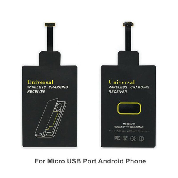 QI Wireless Charging Micro USB Type-A Phone Adapter